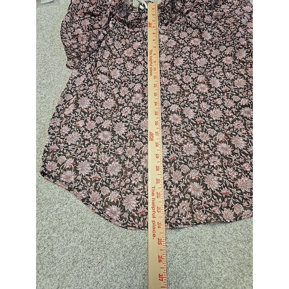 Anthropologie Blouse Medium V Neck Flutter Sleeve Floral Ruffle Sheer NWT - Picture 7 of 7